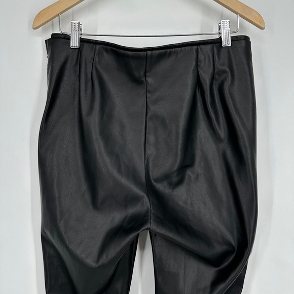 ZARA Faux Leather Skinny Pants High Waist Pleated Ankle Zip Leggings, Black - Picture 10 of 13